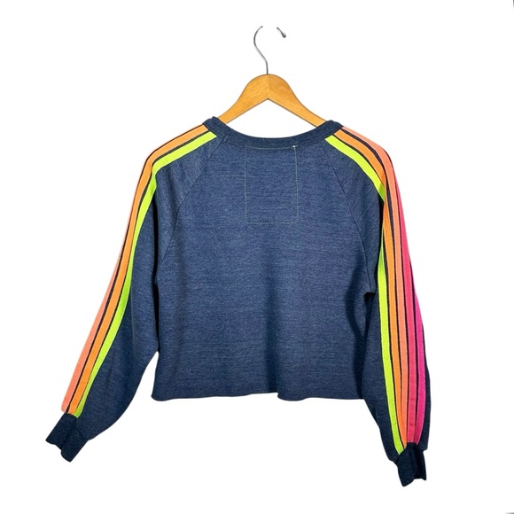 AVIATOR NATION Bolt Rainbow Stripe Cropped Cut-Off Sweater - Picture 2 of 8